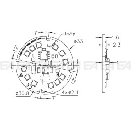 Scheda LED 220~240Vac CL147 disegno tecnico