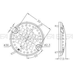 LED board CL381 cc + transparent cover technical drawing