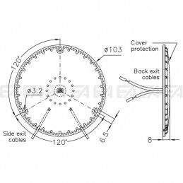 Scheda LED CL193 disegno tecnico con cover e cavi