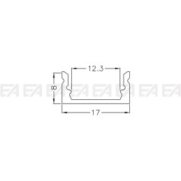 Profilo in alluminio PRA01E disegno tecnico