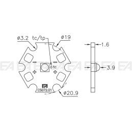 CL072 PCB LED board technical drawing