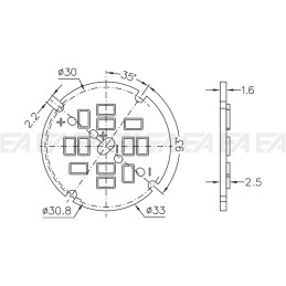 Disegno tecnico scheda LED CL075