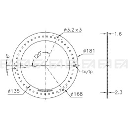 PCB LED board CL038 X1 technical drawing