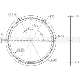 PCB LED board CL040 X2 technical drawing