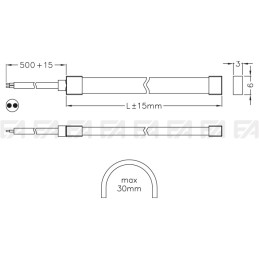 Mini strip LED neon NMS0306 disegno tecnico