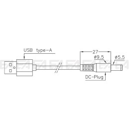 USB Type-A / DC-plug cable CAV024.00 technical drawing