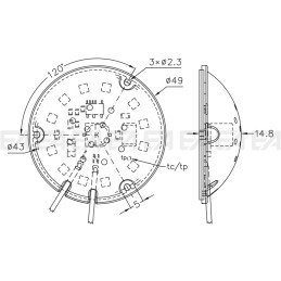 220-240Vac PCB LED board CL405 with cover technical drawing