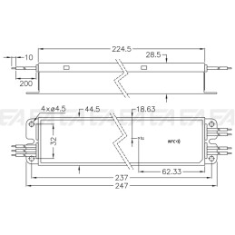 Alimentatore LED LT-LA-96-24-U1L disegno tecnico