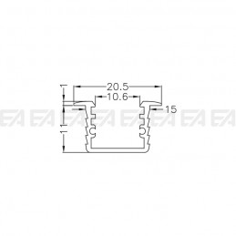 Profilo in alluminio PRA02E disegno tecnico