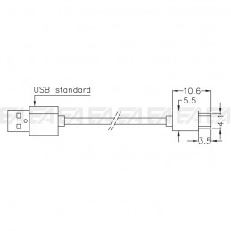 Cavo USB Type-A / Type-C CAV020.00 disegno tecnico