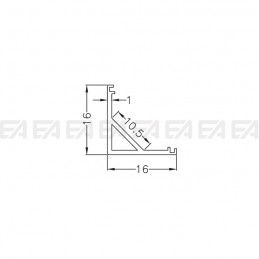 Profilo in alluminio PRA04X disegno tecnico