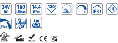 160 LEDs - IP33 - 14.4W