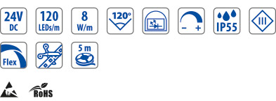 120 LEDs - IP55 - 8W