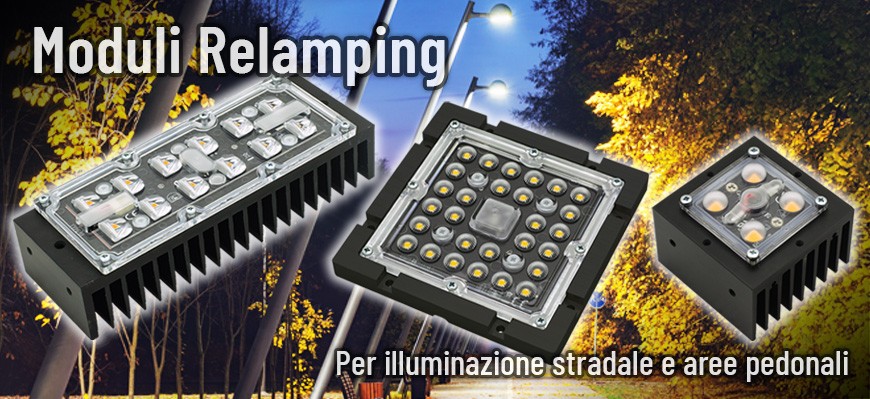 MT467, MT526, MT551, moduli LED specifici per lluminazione stradale e aree pedonali, civili e industriali
