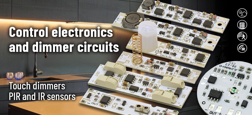 Sensor and dimmer for 12-24Vdc constant voltage LED strips and LED boards