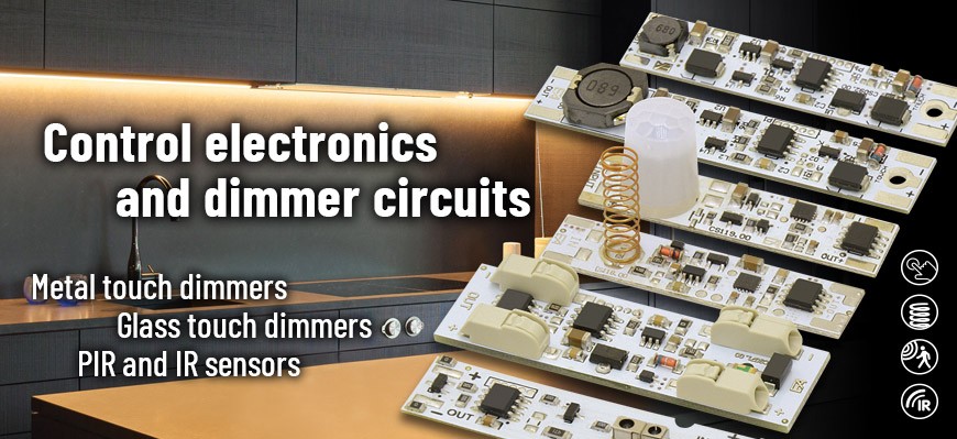 Sensor and dimmer for 12-24Vdc constant voltage LED strips and LED boards